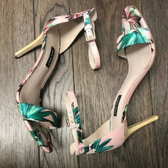 Nine West Shoes - NW Mana Ankle Strap Sandals Pink Multi Floral 8.5